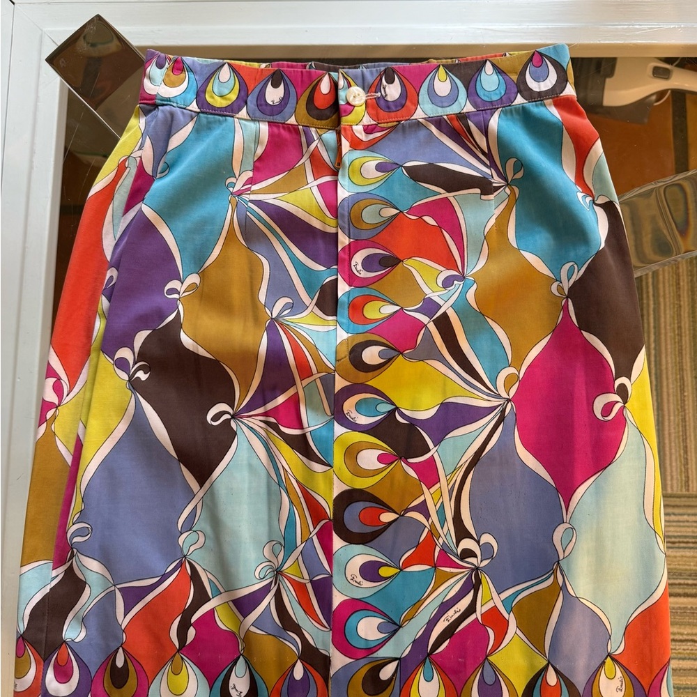 Emilio Pucci Vibrant Multi-Color Abstract A-Line Skirt - Picture 2 of 3